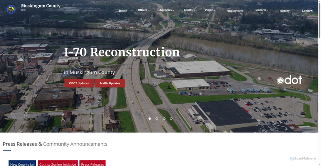 Security scan screenshot of https://www.muskingumcountyoh.gov/