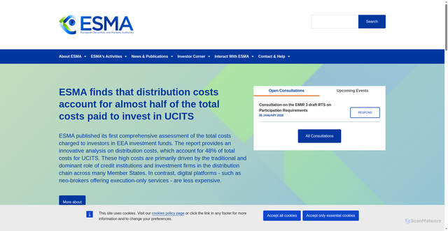 Security scan screenshot of https://www.esma.europa.eu/
