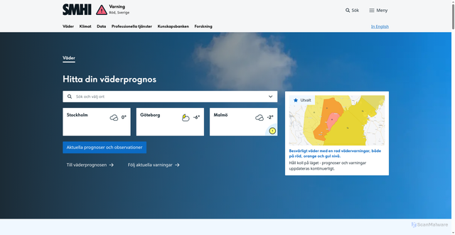 Security scan screenshot of https://www.smhi.se