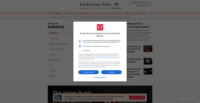 Security scan screenshot of https://ai.economictimes.com/