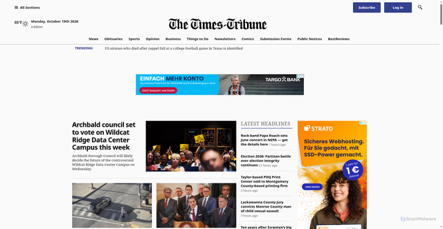 Security scan screenshot of https://www.thetimes-tribune.com