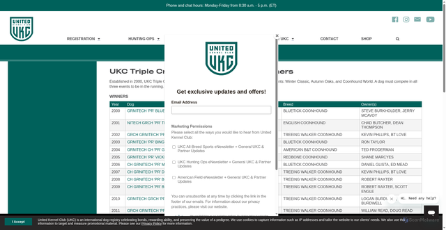 Security scan screenshot of https://www.ukcdogs.com/historical-triple-crown-winners