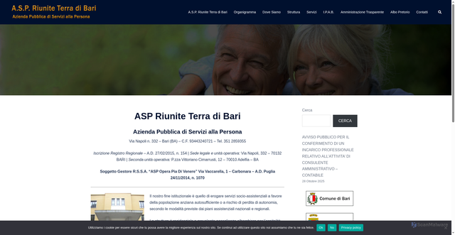 Security scan screenshot of https://www.aspriuniteterradibari.it
