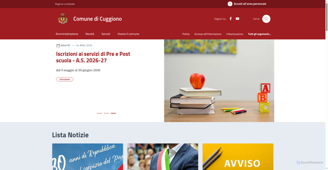 Security scan screenshot of https://www.comune.cuggiono.mi.it