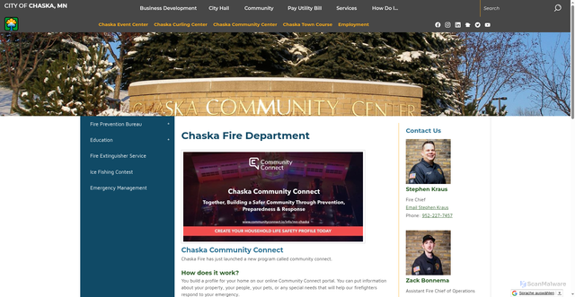 Security scan screenshot of https://chaskafire.gov/