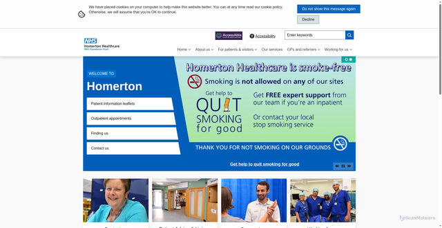 Security scan screenshot of http://www.homerton.nhs.uk