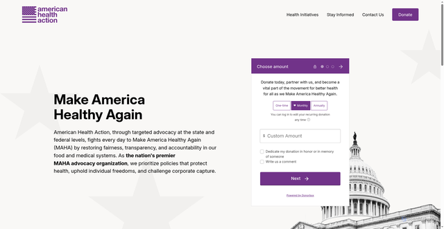 Security scan screenshot of https://americanhealthaction.org/