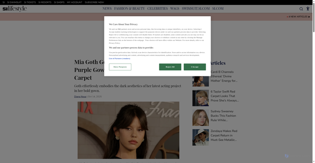 Security scan screenshot of https://lifestyle.si.com/fashion-beauty/mia-goth-daring-glam-sheer-purple-gown-frankenstein-red-carpet