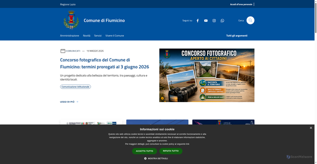 Security scan screenshot of https://www.comune.fiumicino.rm.it