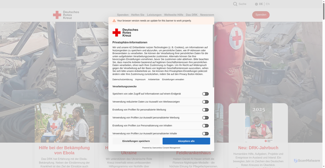 Security scan screenshot of http://www.drk.de