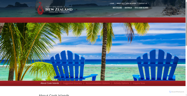 Security scan screenshot of https://www.unztravel.com/itineraries/fiji-cook-islands/cook-island/