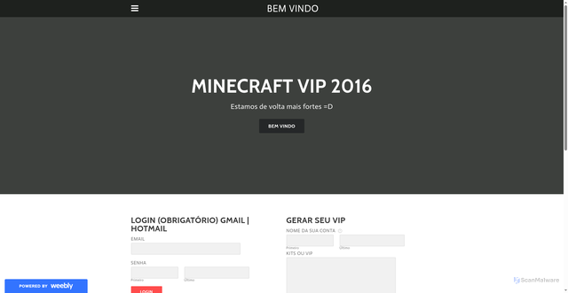 Security scan screenshot of https://minevip2016.weebly.com/
