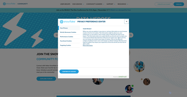 Security scan screenshot of https://community.snowflake.com