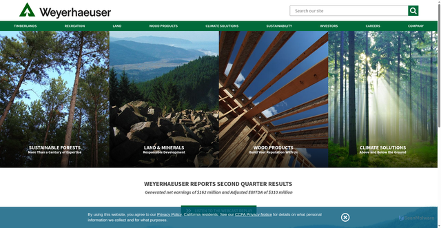 Security scan screenshot of https://www.weyerhaeuser.com