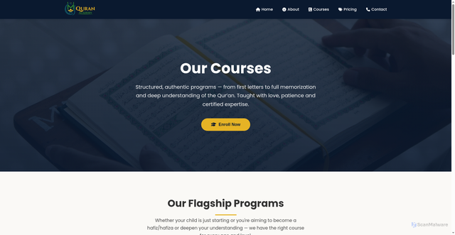Security scan screenshot of https://mjquranacademy.com/courses.html