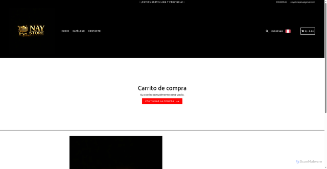 Security scan screenshot of https://naystore.online/cart/clear