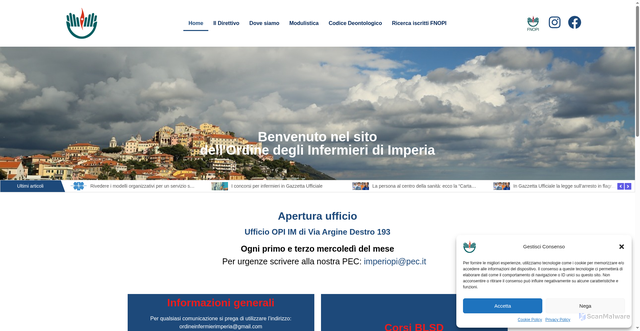 Security scan screenshot of https://www.ordineinfermierimperia.it/