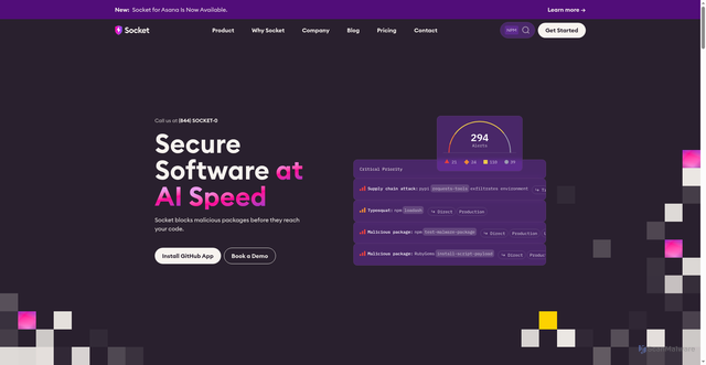 Security scan screenshot of https://socket.dev