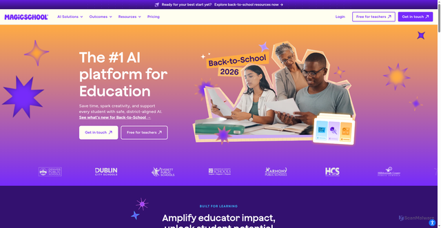 Security scan screenshot of https://magicschool.ai