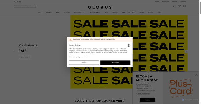 Security scan screenshot of https://globus.ch