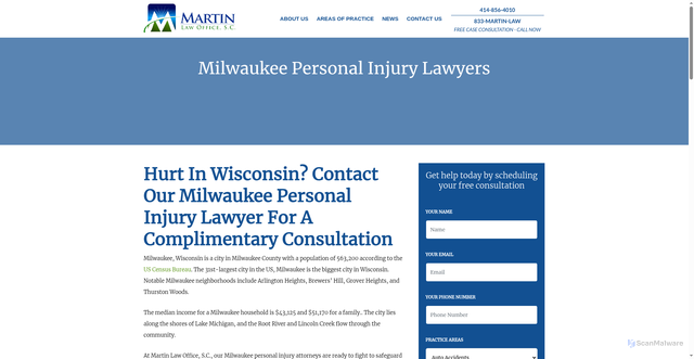 Security scan screenshot of https://martin-law-office.com/in/milwaukee-personal-injury
