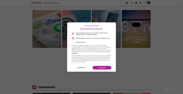 Security scan screenshot of https://onetech.pl