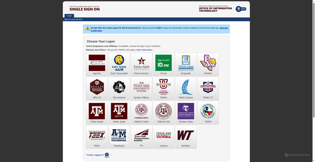 Security scan screenshot of https://sso.tamus.edu