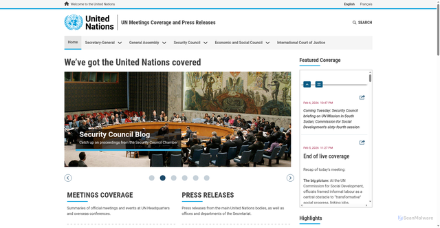 Security scan screenshot of https://press.un.org