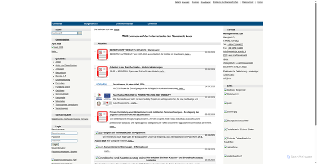 Security scan screenshot of https://www.comune.ora.bz.it