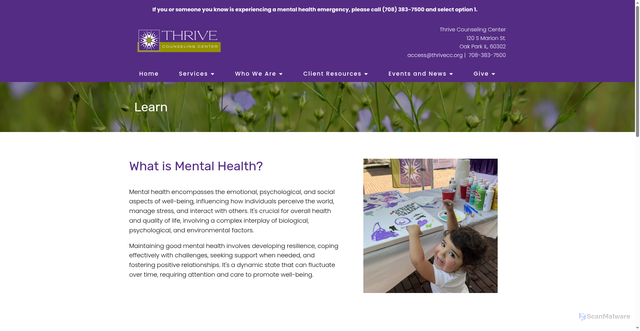 Security scan screenshot of https://thrivecc.org/mental-health