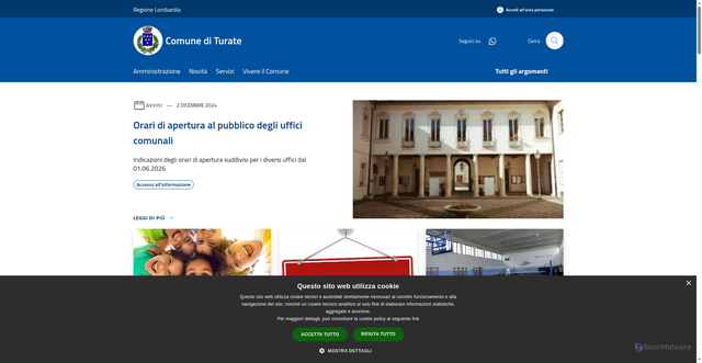 Security scan screenshot of https://www.comune.turate.co.it