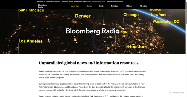 Security scan screenshot of https://www.bloombergradio.com/