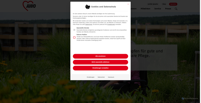 Security scan screenshot of https://awo.org/