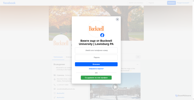 Security scan screenshot of https://bg-bg.facebook.com/BucknellU
