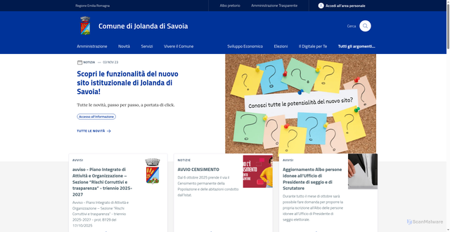 Security scan screenshot of https://www.comune.jolandadisavoia.fe.it/
