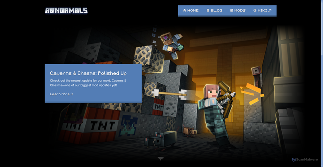Security scan screenshot of https://minecraftabnormals.com