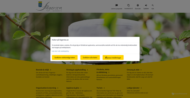 Security scan screenshot of http://www.fagersta.se