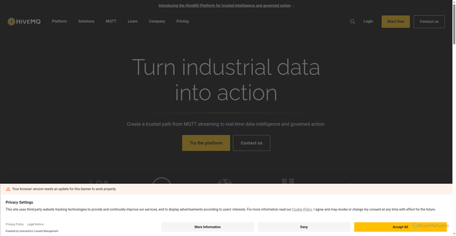 Security scan screenshot of https://hivemq.com