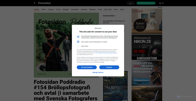 Security scan screenshot of https://Fotosidan.se