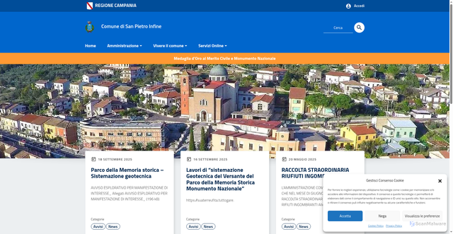 Security scan screenshot of https://comune.sanpietroinfine.ce.it/