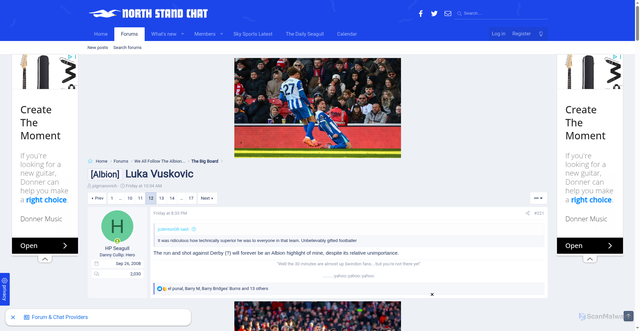 Security scan screenshot of https://www.northstandchat.com/threads/luka-vuskovic.418682/page-12