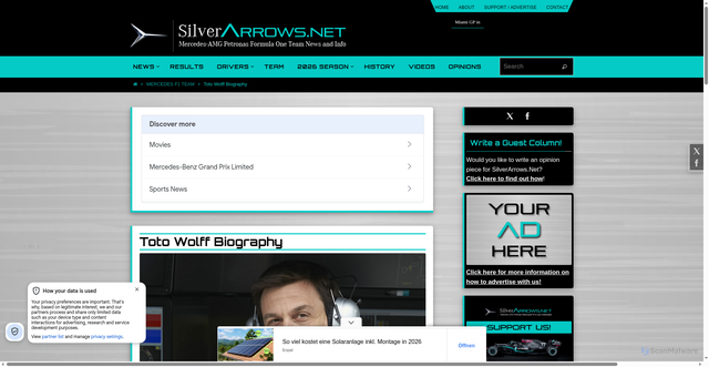 Security scan screenshot of https://www.silverarrows.net/mercedes-f1-team/toto-wolff-biography/
