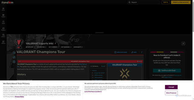 Security scan screenshot of https://valorant-esports.fandom.com/wiki/VALORANT_Champions_Tour