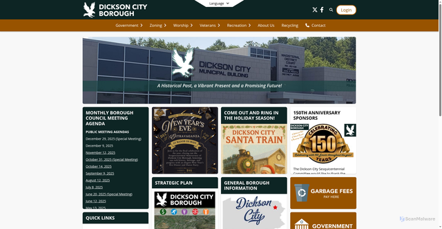 Security scan screenshot of https://www.dicksoncity-pa.gov/en-US