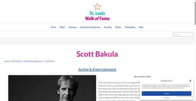 Security scan screenshot of https://stlouiswalkoffame.org/scott-bakula/
