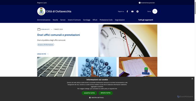Security scan screenshot of https://www.comune.civitavecchia.rm.it/it