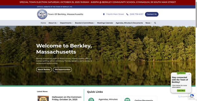 Security scan screenshot of https://townofberkleyma.gov/