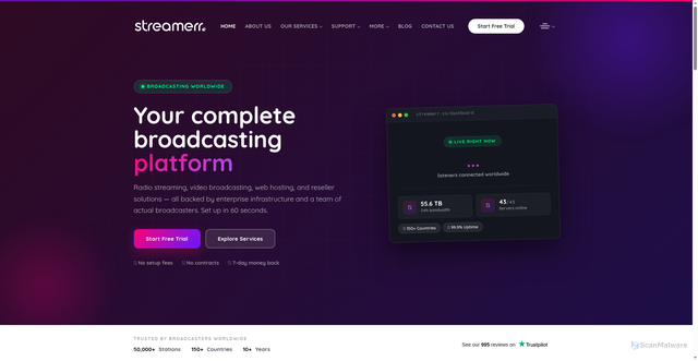 Security scan screenshot of https://streamerr.co