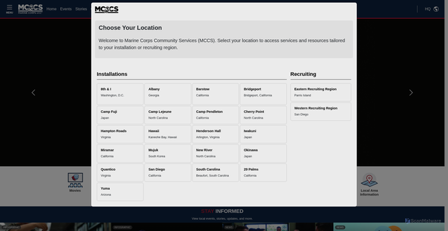 Security scan screenshot of https://www.usmc-mccs.org/