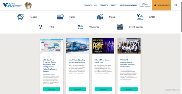 Security scan screenshot of https://www.vta.gov/
